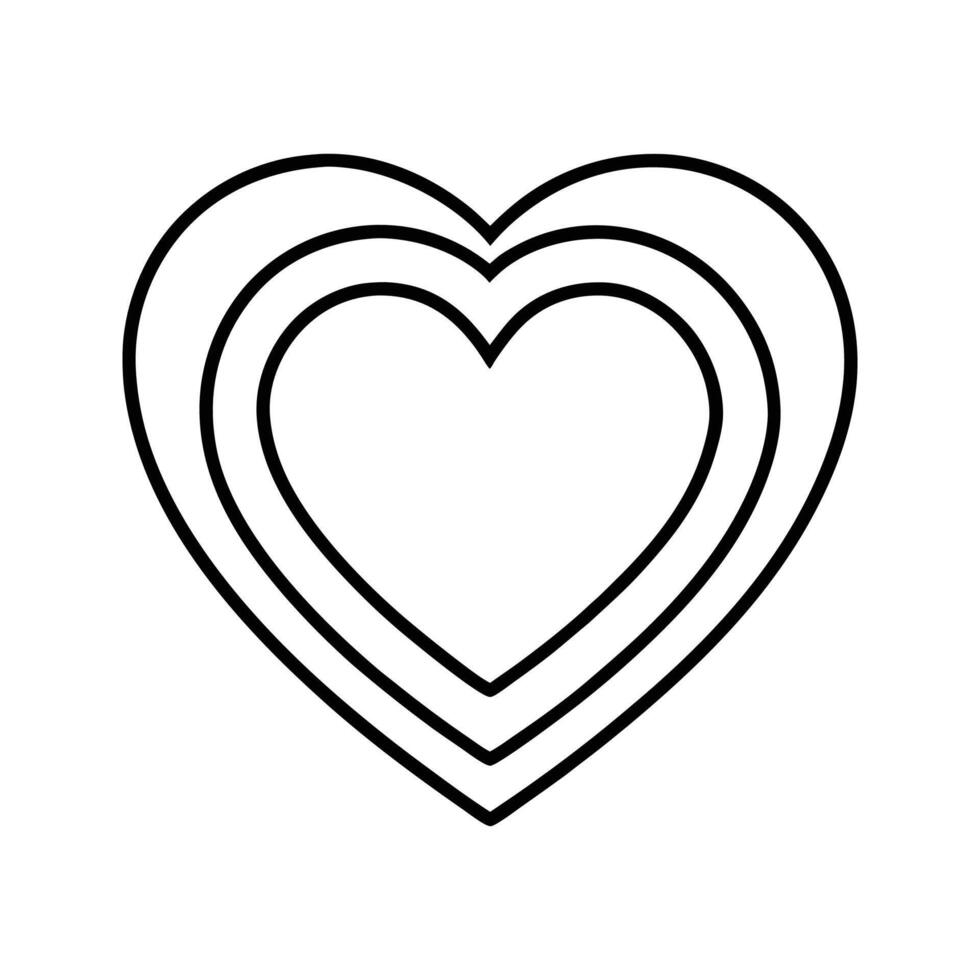 Black Outline Triple Layered Heart Shape Icon hearts vector