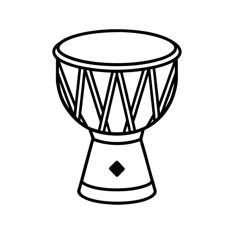 Black and White Line Drawing of an African Drum djembe vector
