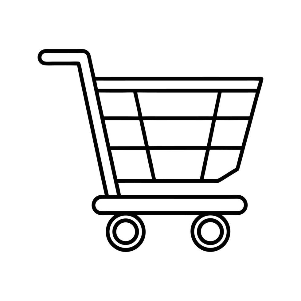 Black Outline Shopping Cart Icon Two Wheels online shopping vector