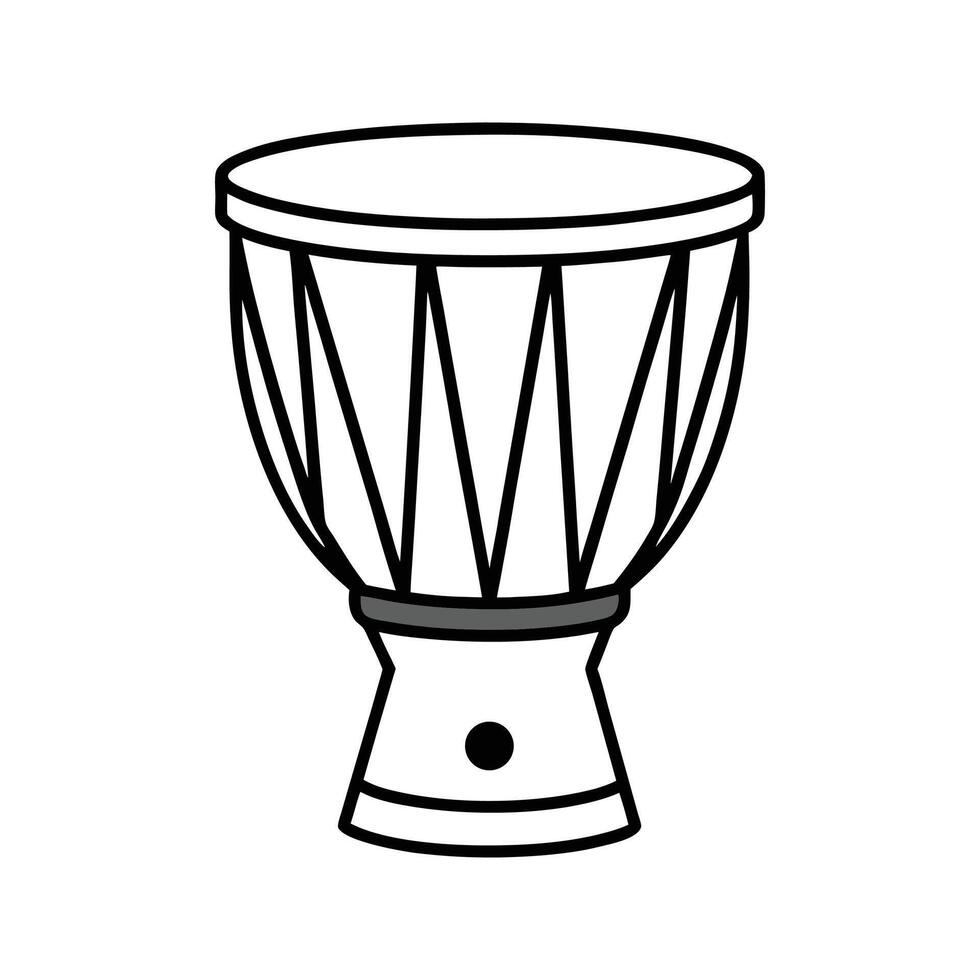 Black and White Line Drawing of a Djembe Drum percussion vector