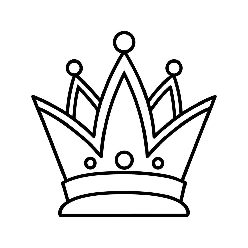 Simple Line Art Crown Design Black White Icon king vector