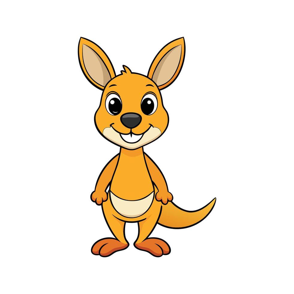 Smiling orange kangaroo cartoon character isolated on white background with happy expression vector