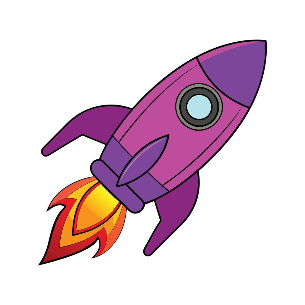 Colorful cartoon rocket ship illustration for space exploration and futuristic concepts vector