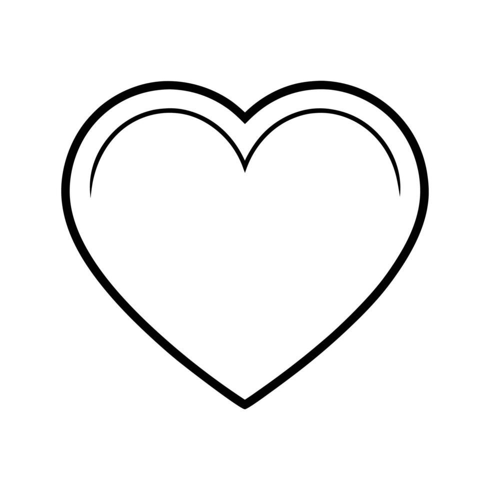 Black Outline Double Lined Heart Shape Icon love symbol vector