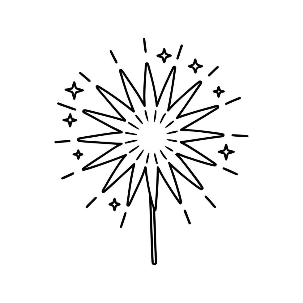 Black Line Art Fireworks Sparkler Celebration Design vector