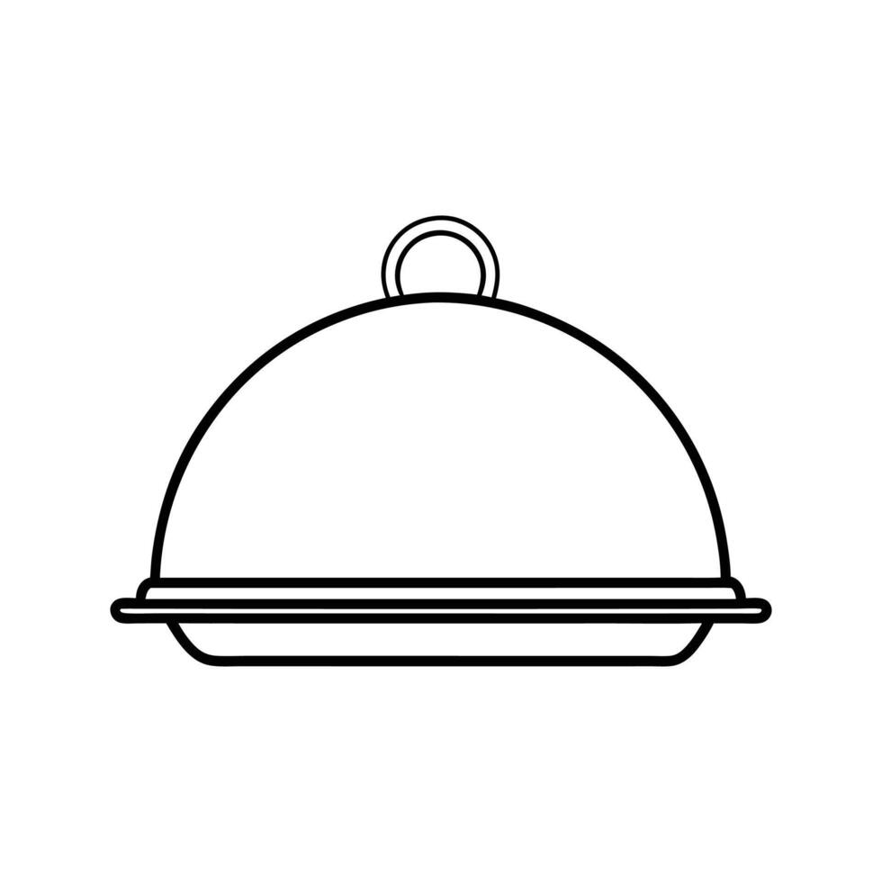 Black and White Line Drawing of a Food Dome Server vector