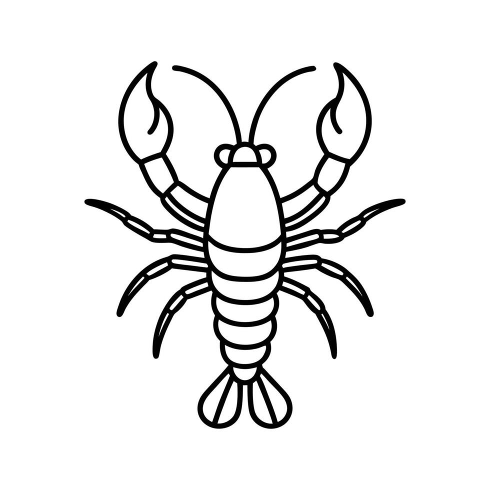 Black Line Art Crayfish Illustration Simple Design vector