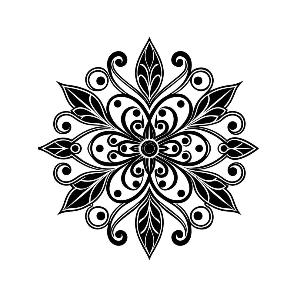 Elegant symmetrical black and white floral design for ornamental decorations and graphic elements vector