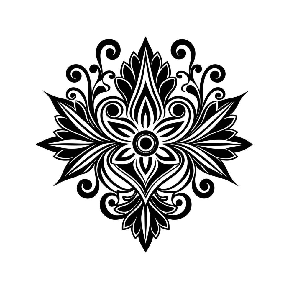 Elegant symmetrical black and white floral ornamental design perfect for various design projects vector