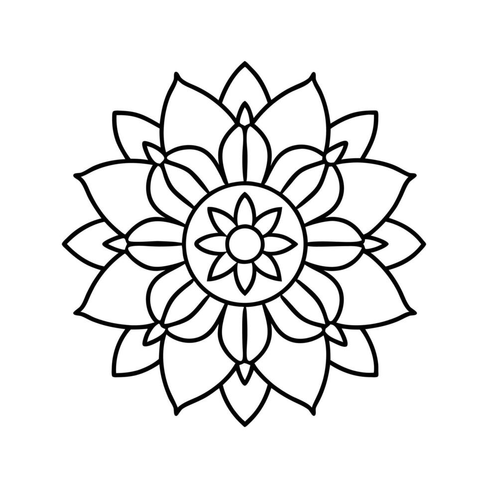 Black and White Mandala Flower Design Circular Pattern vector