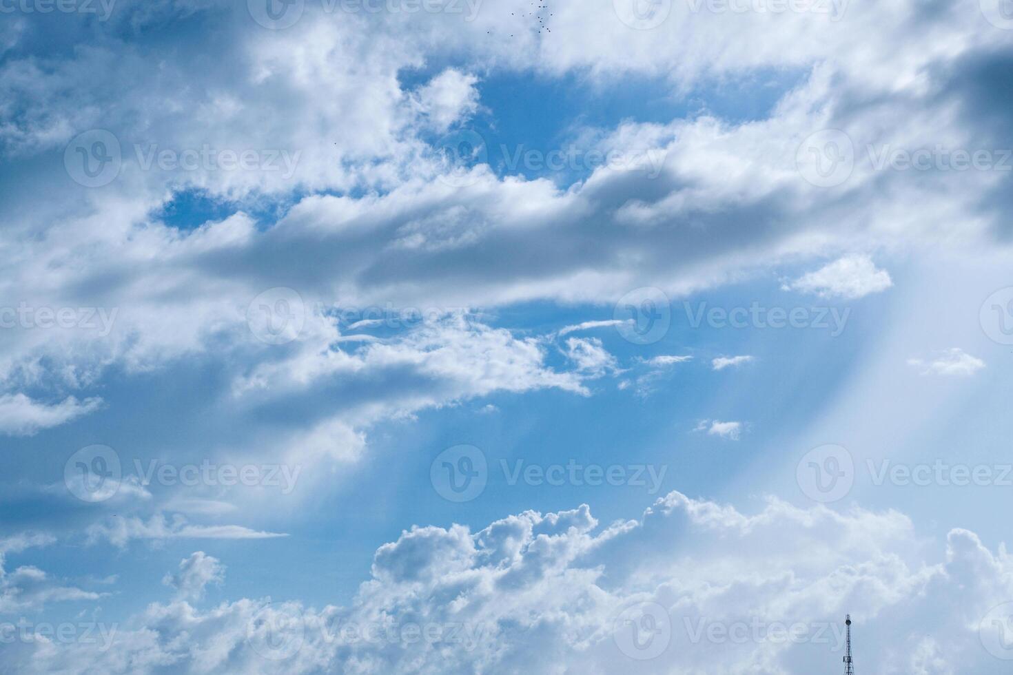 white clouds on blue sky. Blue sky backgrond nature. beautiful aerial cloudscape view from above, sunny heaven landscape, cloudy sky view from buttom with copy space photo