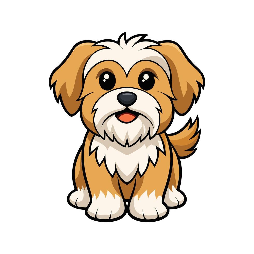 Adorable cartoon illustration of a happy small breed brown and white puppy dog mascot vector