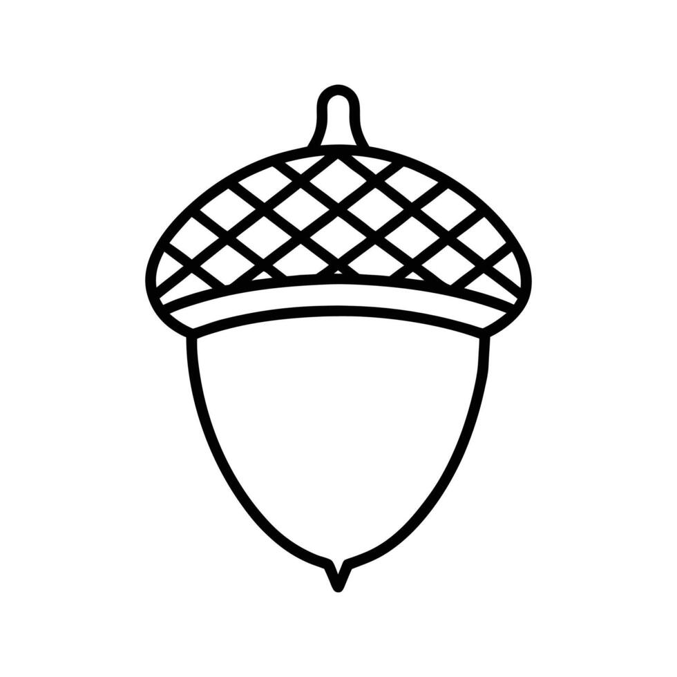 Black Outline Acorn Icon Simple Line Art Design seed vector