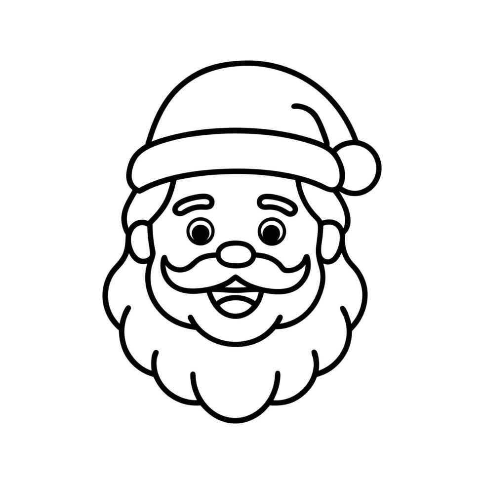 Santa Claus Cartoon Face Black Outline Happy christmas vector