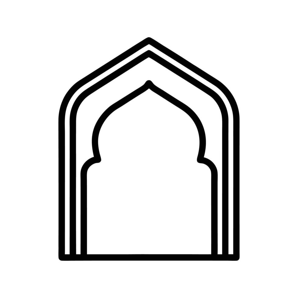 Black Line Art Archway Islamic Style Doorway Entrance vector