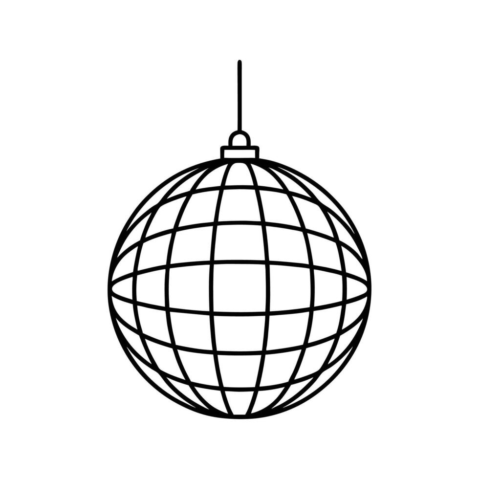 Black and White Disco Ball Line Art Icon Graphic mirror ball vector