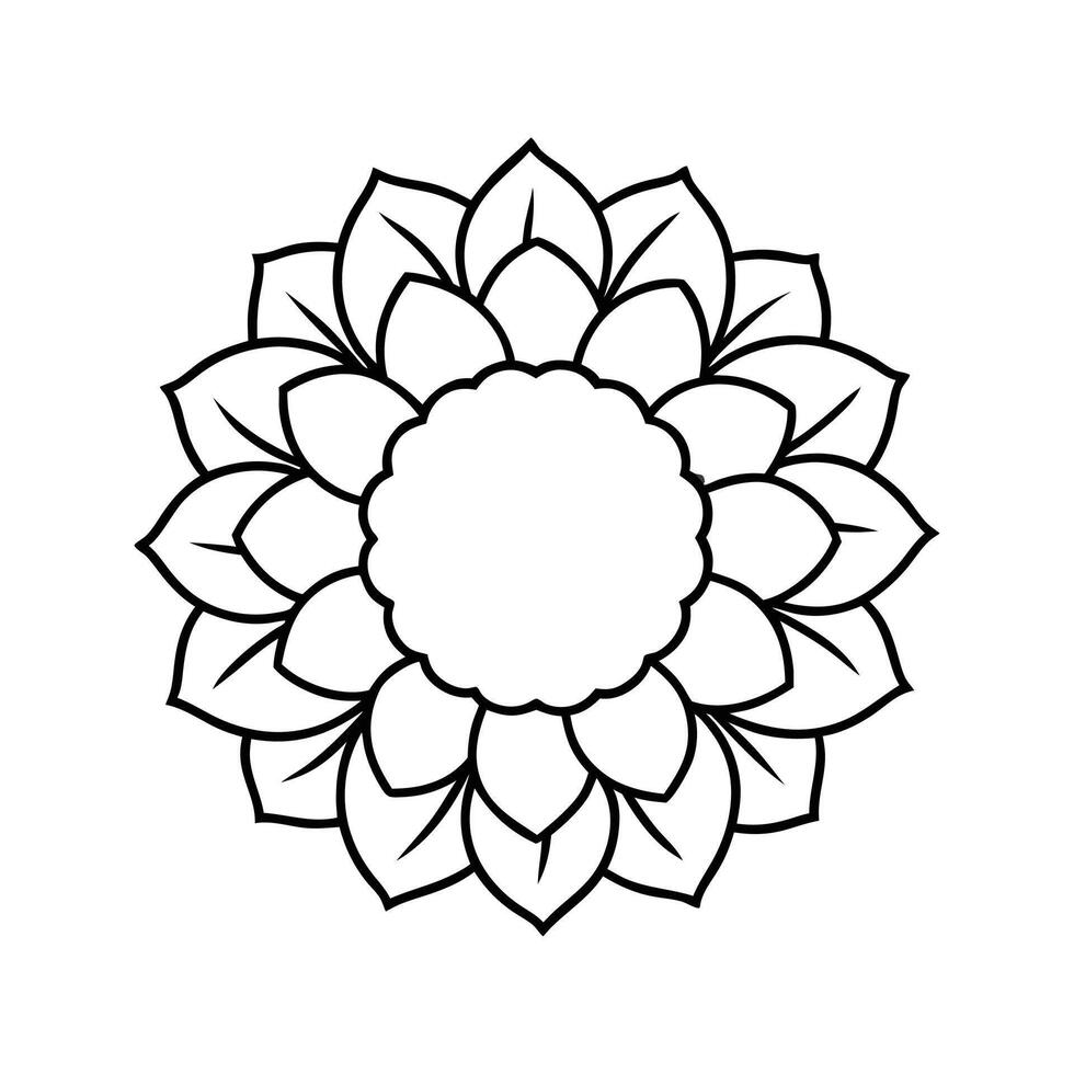 Black and White Floral Mandala Design Circular Pattern vector