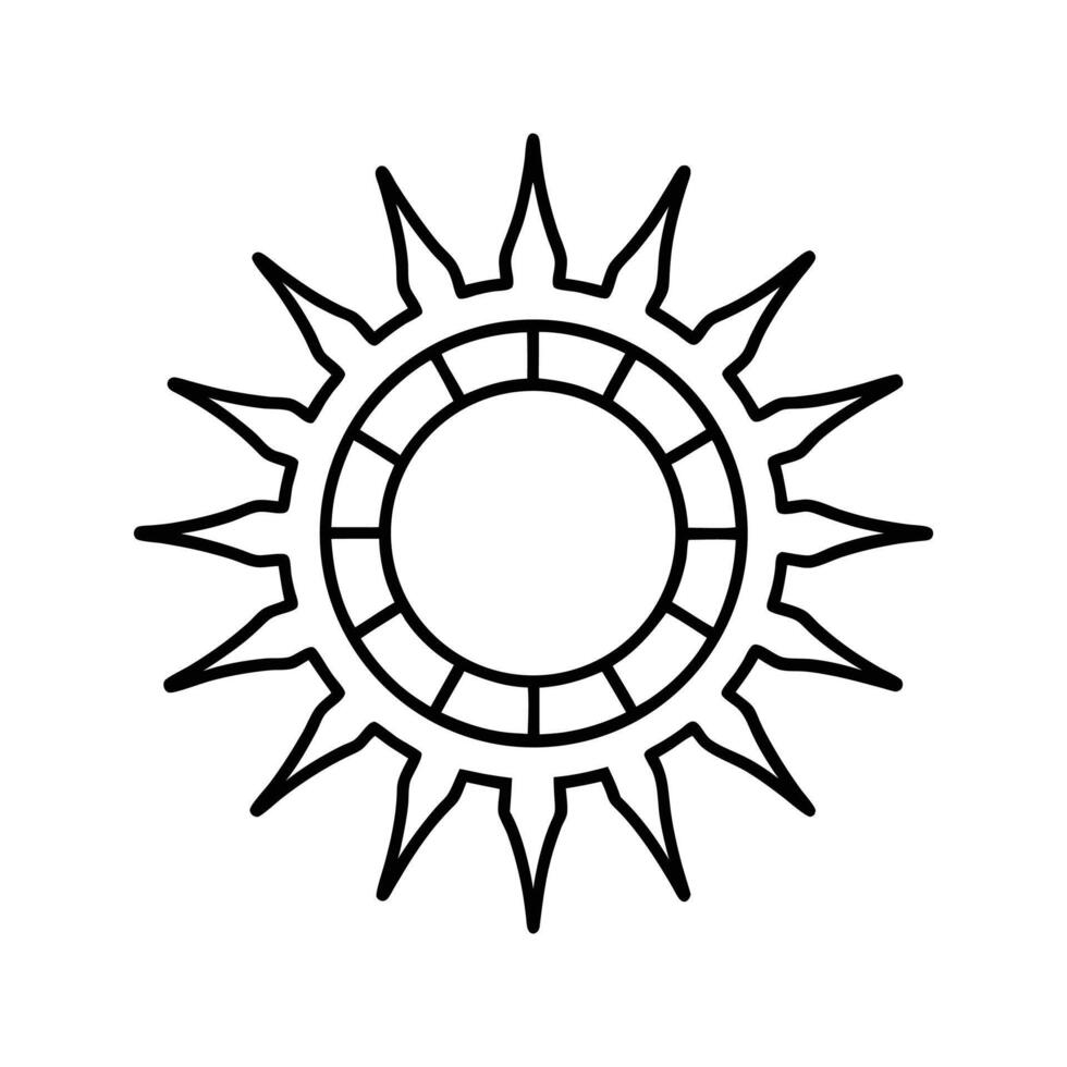 Black Line Art Sunburst Design Circular Emblem Icon vector