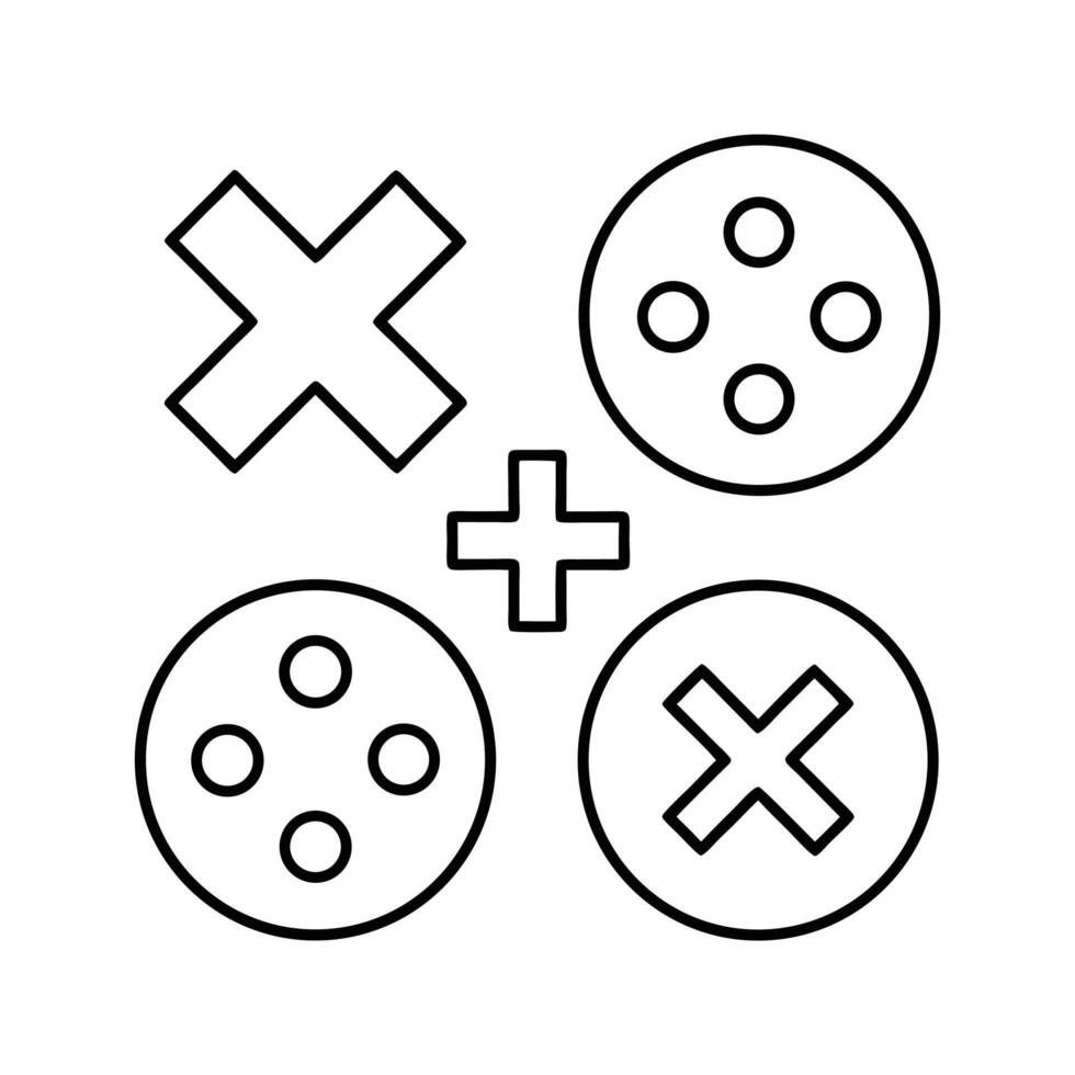 Black Line Art Cross Plus Circle Buttons Game Interface vector
