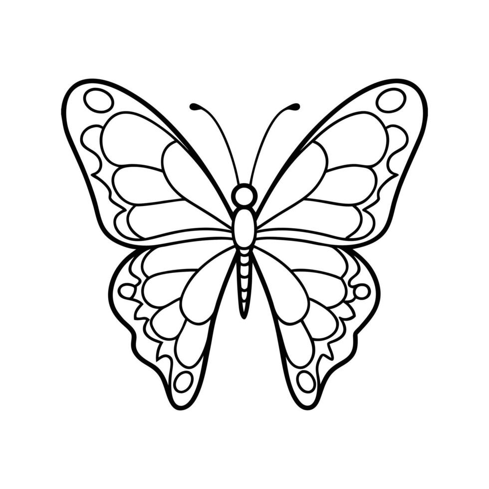 Black Line Art Butterfly Illustration Simple Design vector