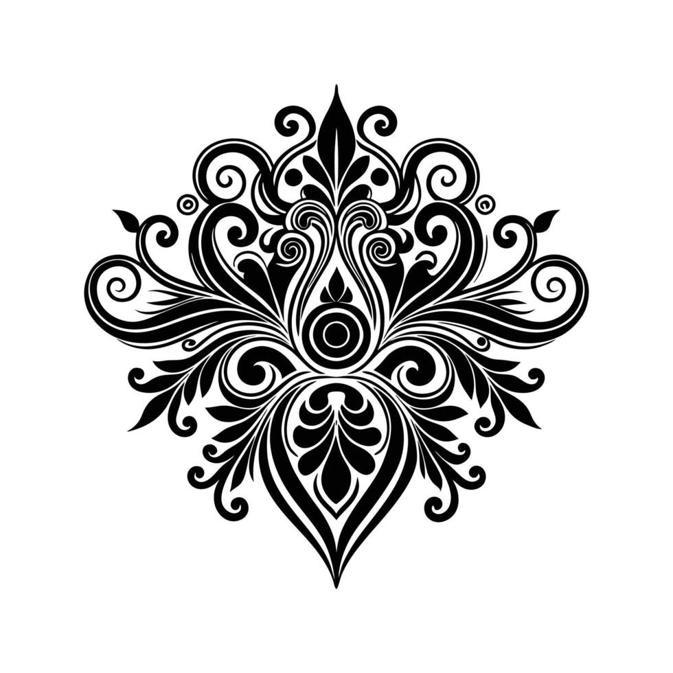 Elegant black and white ornamental damask design for decorative purposes vector