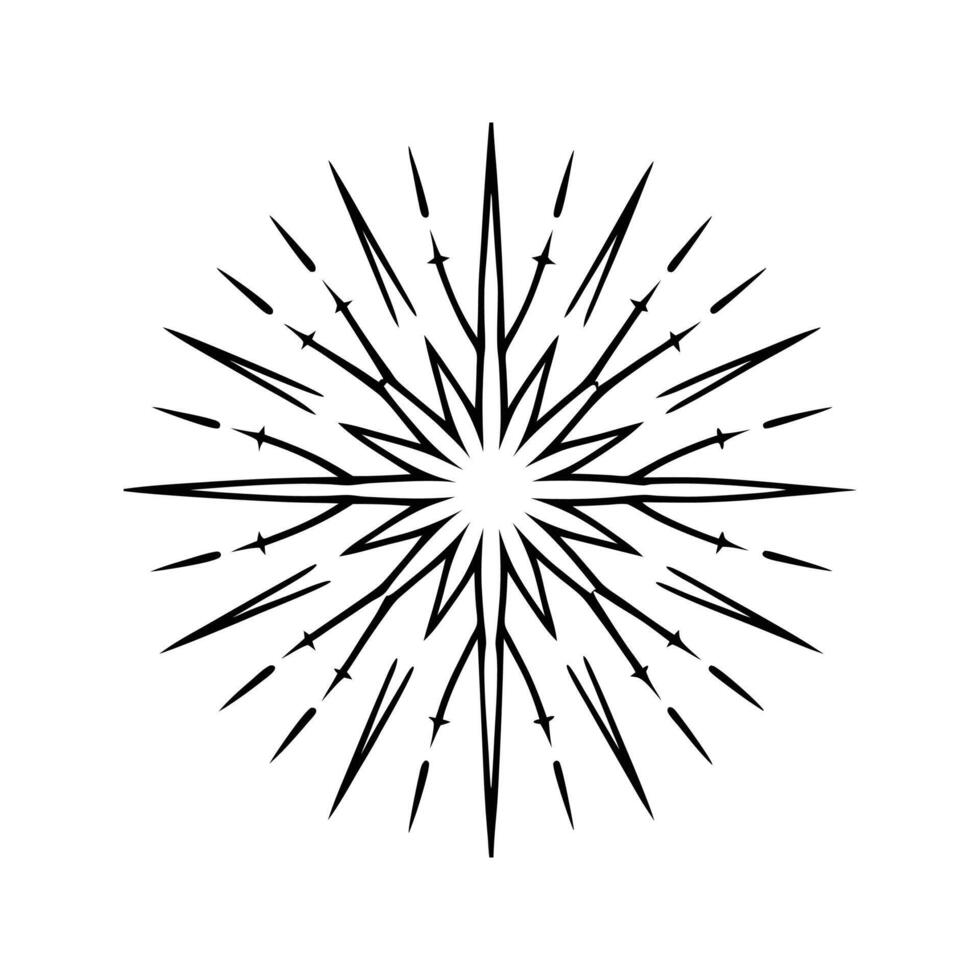 Black and White Starburst Design Element Geometric Radiating Lines vector