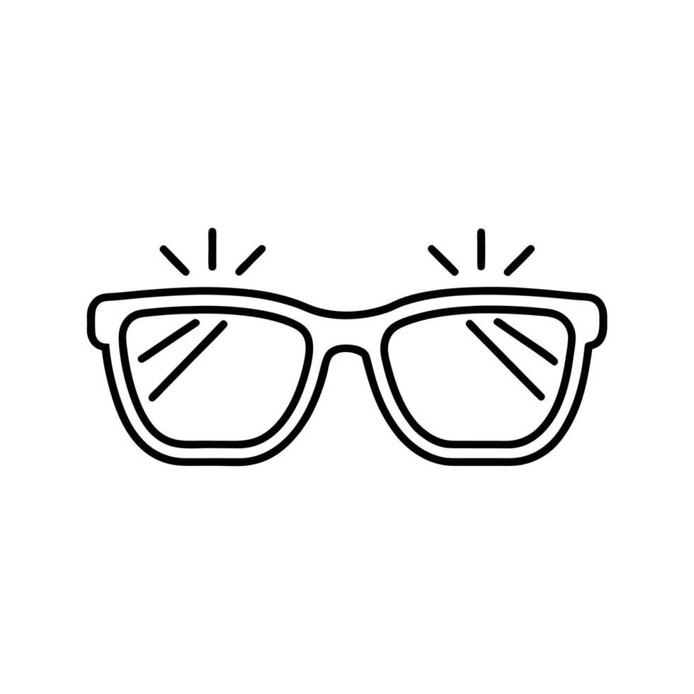 Black Line Art Illustration of Eyeglasses with Glare vector