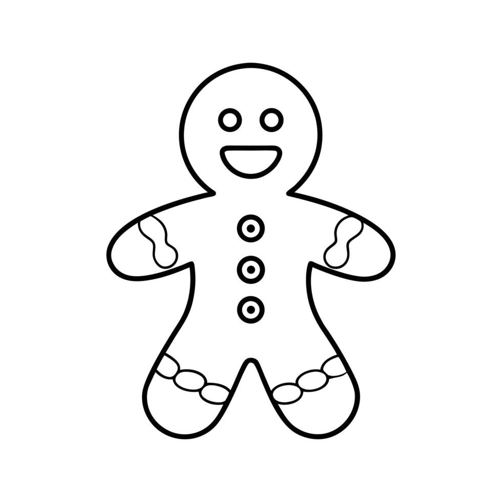 Smiling Gingerbread Man Outline Illustration cookie vector