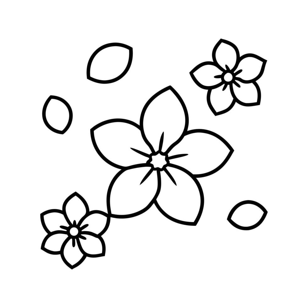 Black Line Art Flowers Petals Simple Design white vector