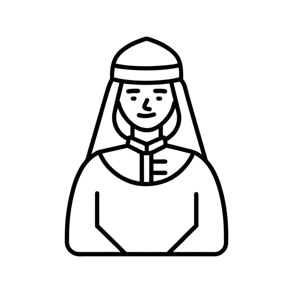 Line Art Illustration of Person in Traditional Headwear and Robe vector