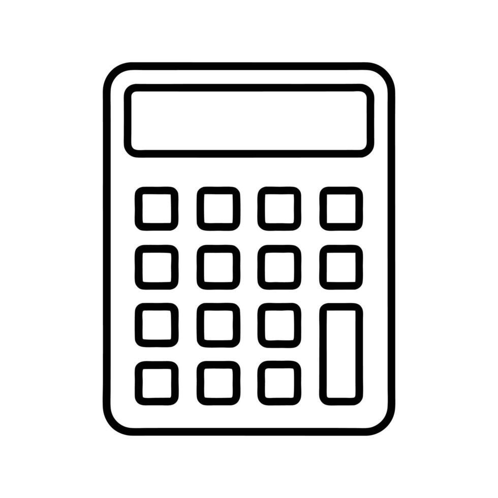 Black Outline Calculator Icon Simple Design white vector