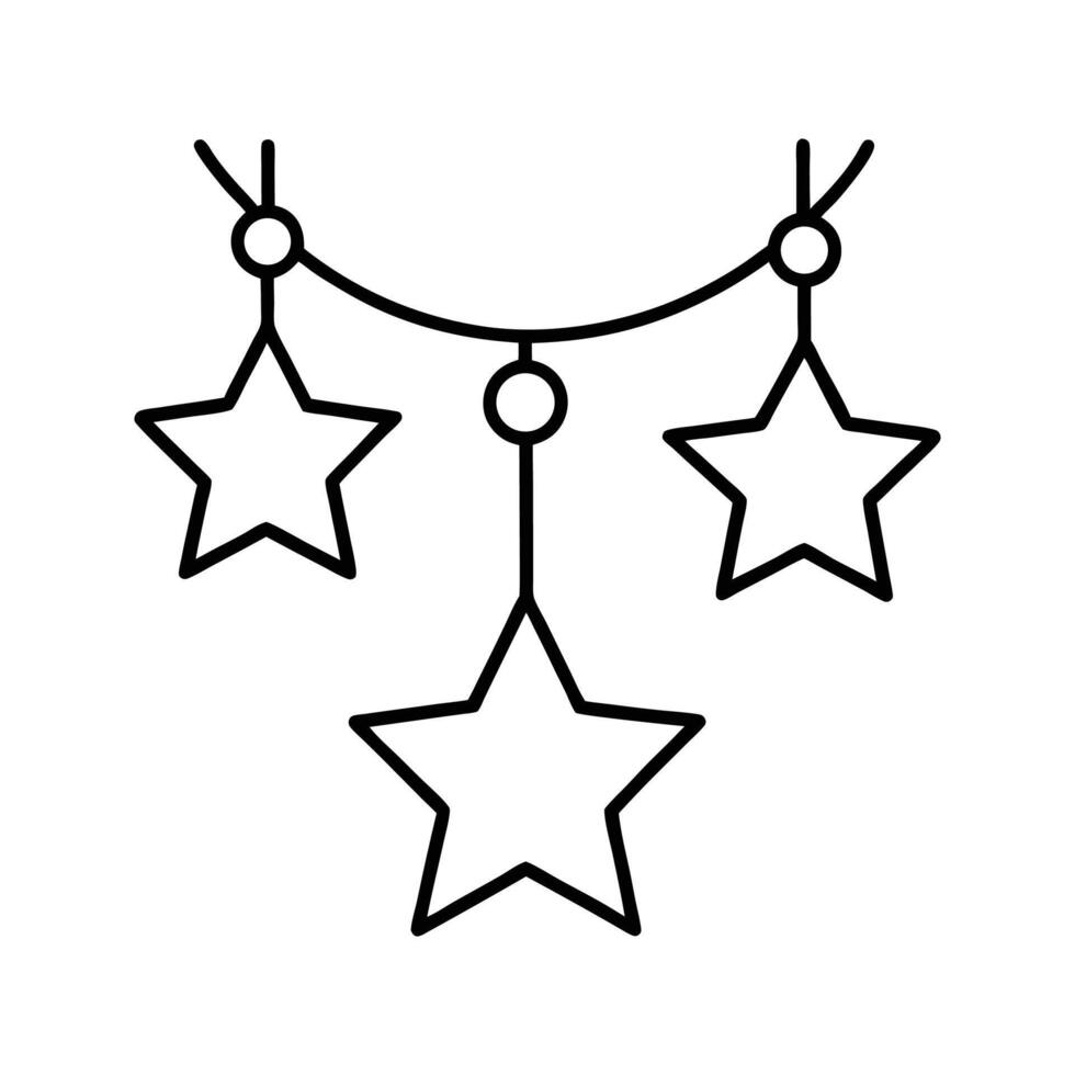 Three Black Outline Stars Hanging Garland Decoration vector