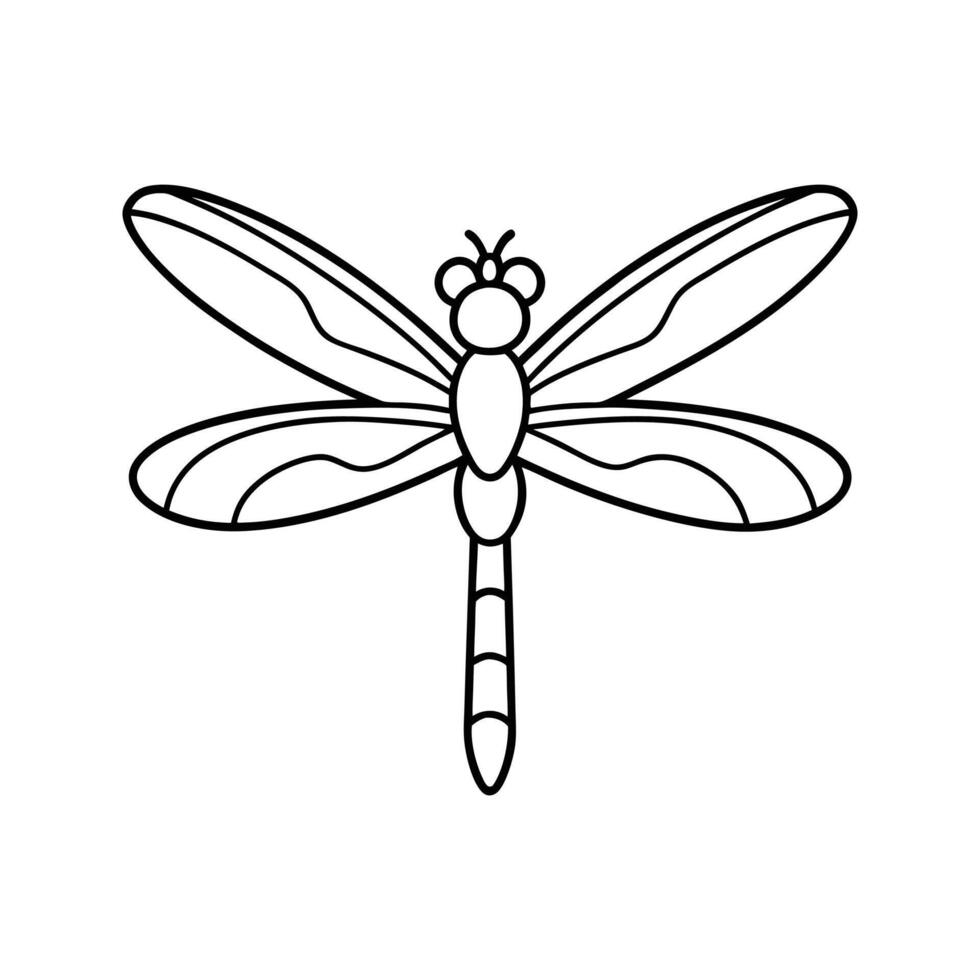 Black Line Art Dragonfly Illustration Simple Insect Design vector