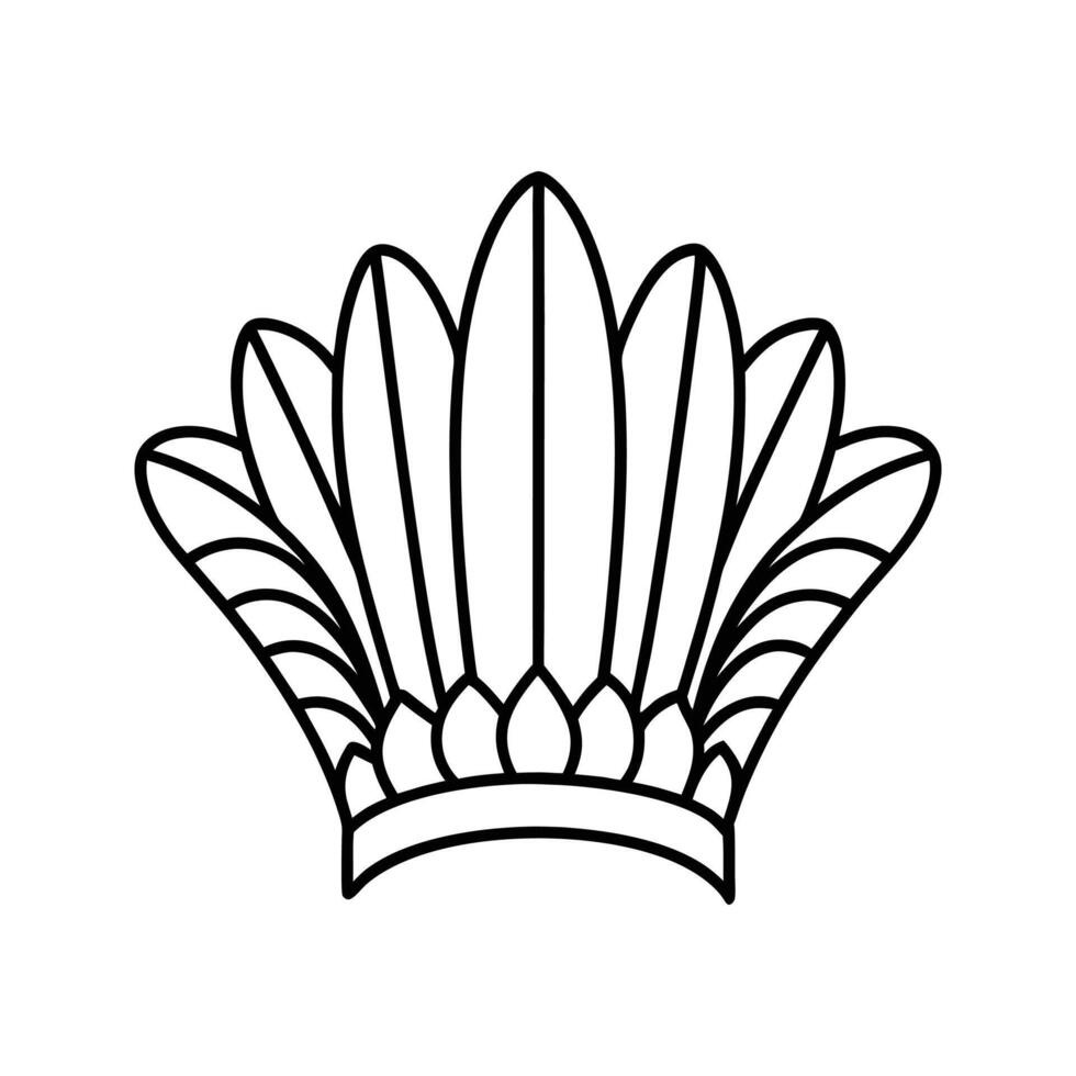 Black Line Art Feather Headdress Crown Design feathers vector