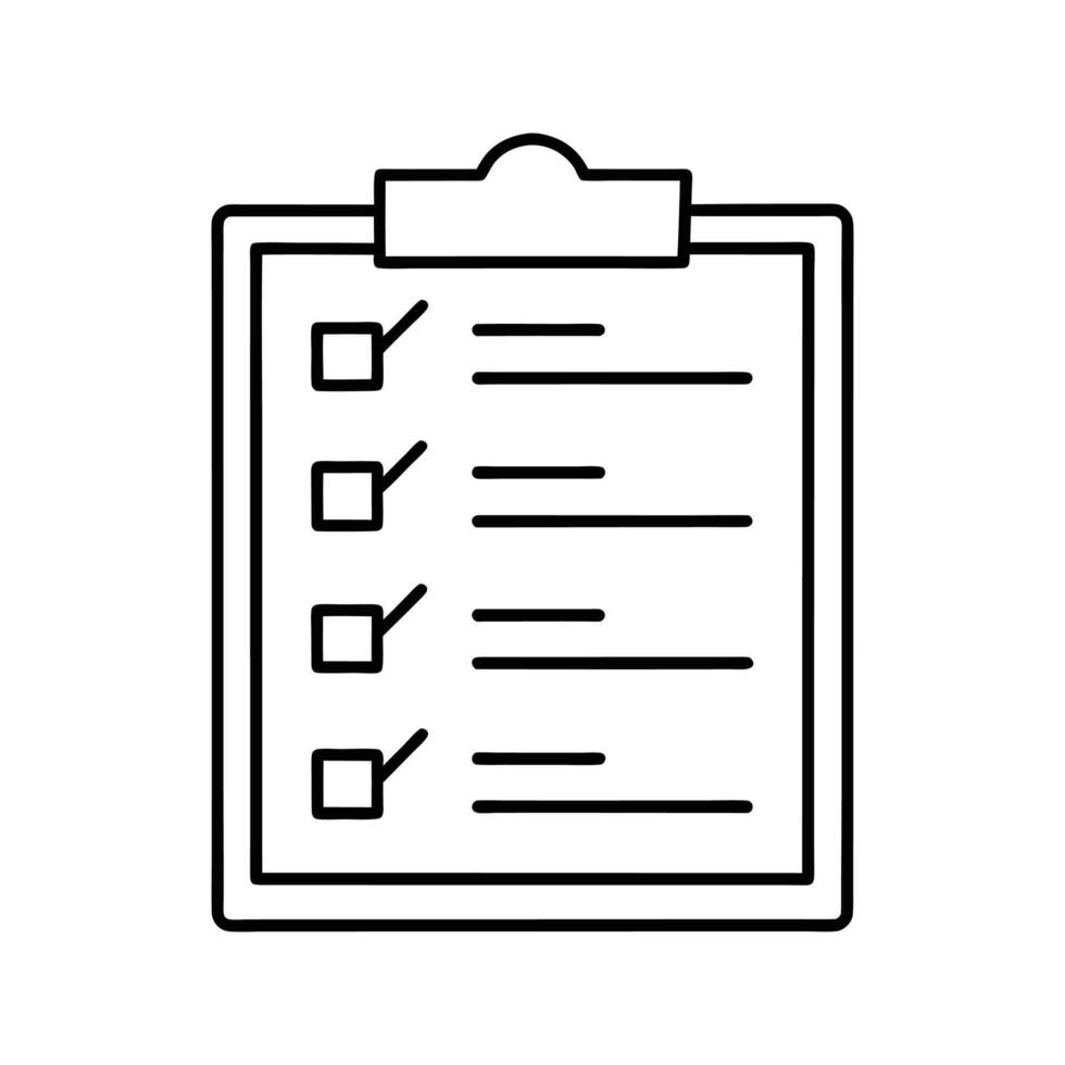Checklist Clipboard Black and White Line Drawing to do list vector