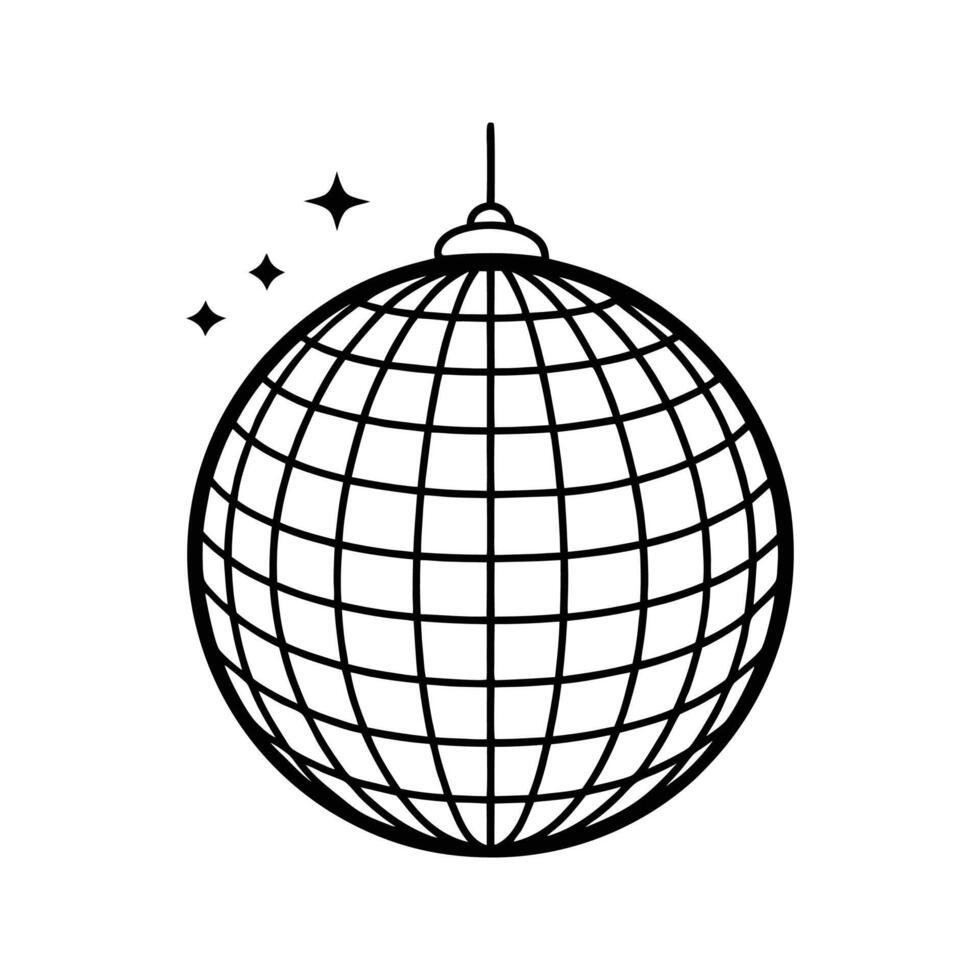 Black and White Disco Ball Icon with Sparkle mirror ball vector