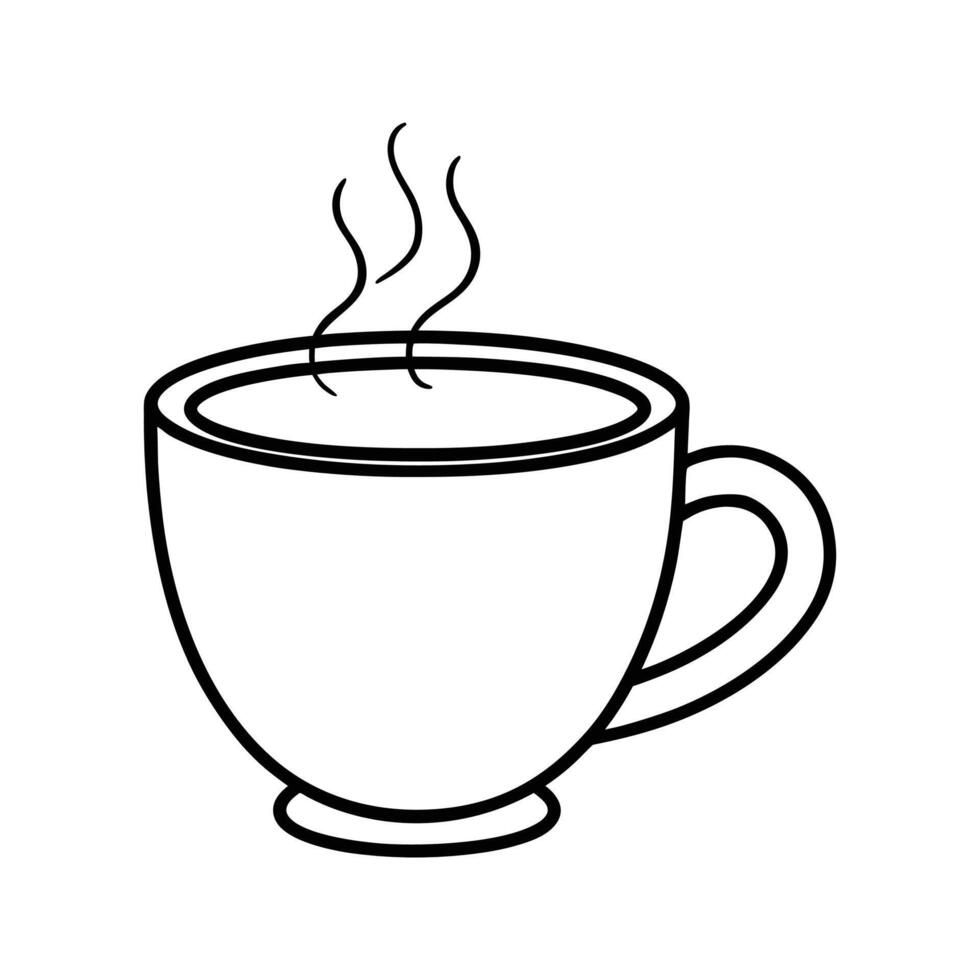 Steaming Hot Cup of Coffee Simple Line Art Illustration vector