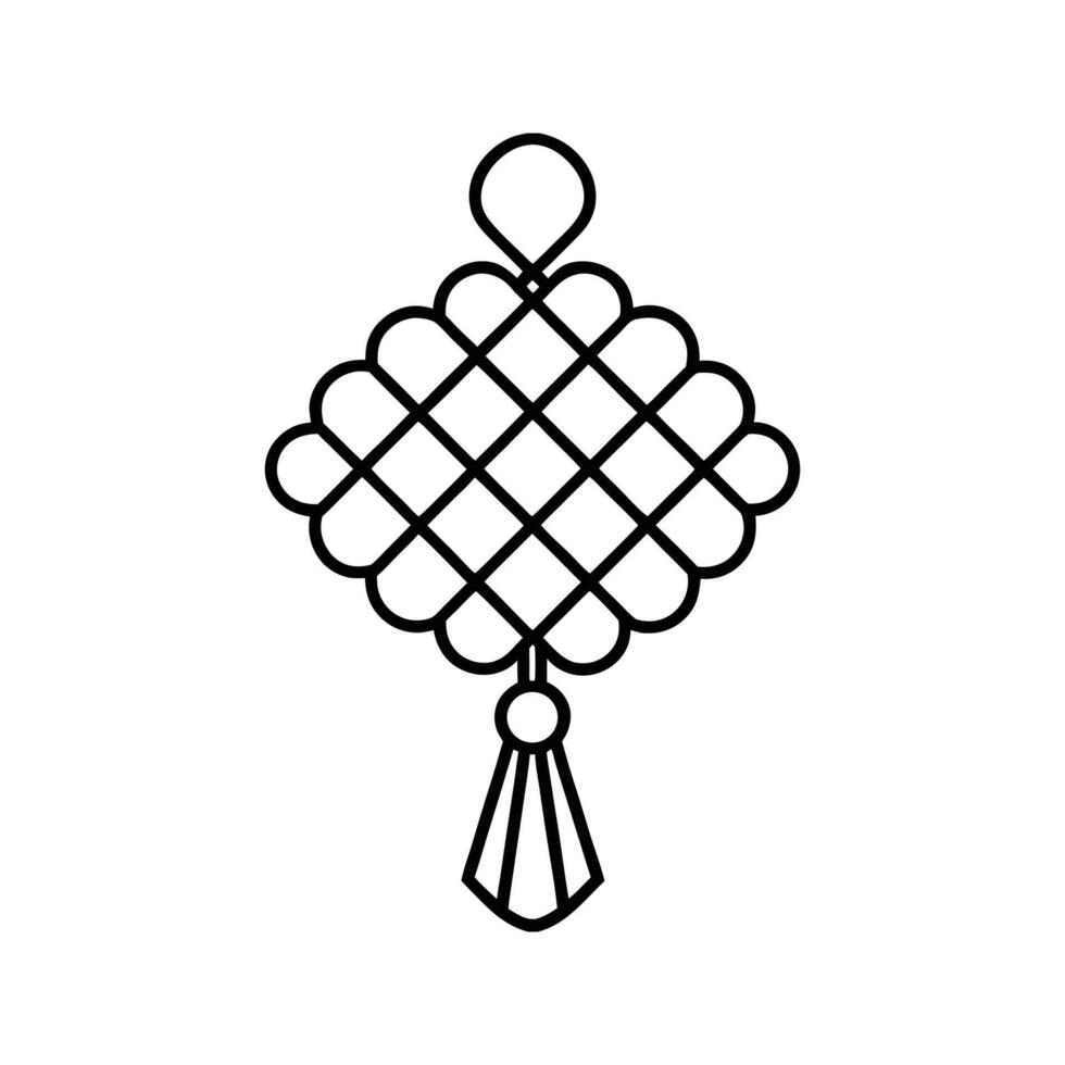 Black Line Art Chinese Knot Square Ornament square knot vector