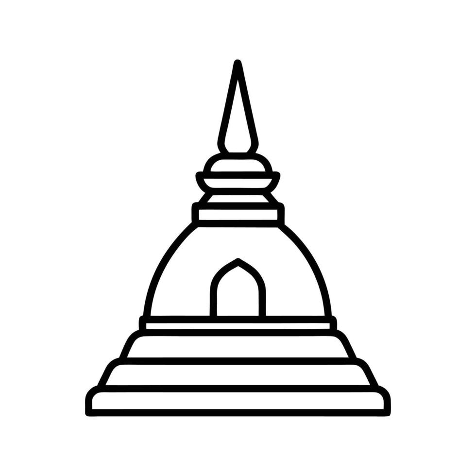 Black Line Art Drawing of a Stupa Buddhist Temple architecture vector