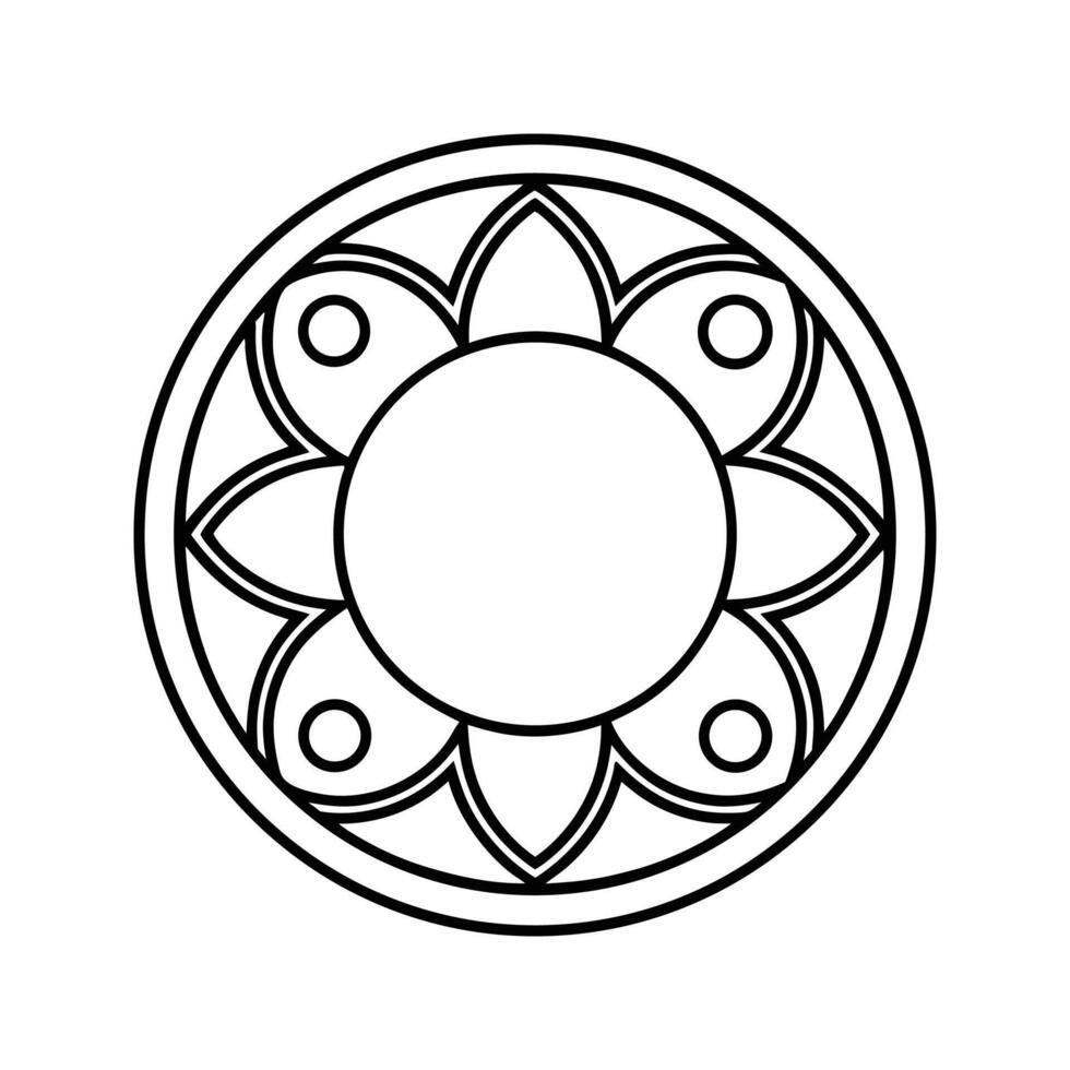 Black and White Circular Mandala Design Floral Pattern vector