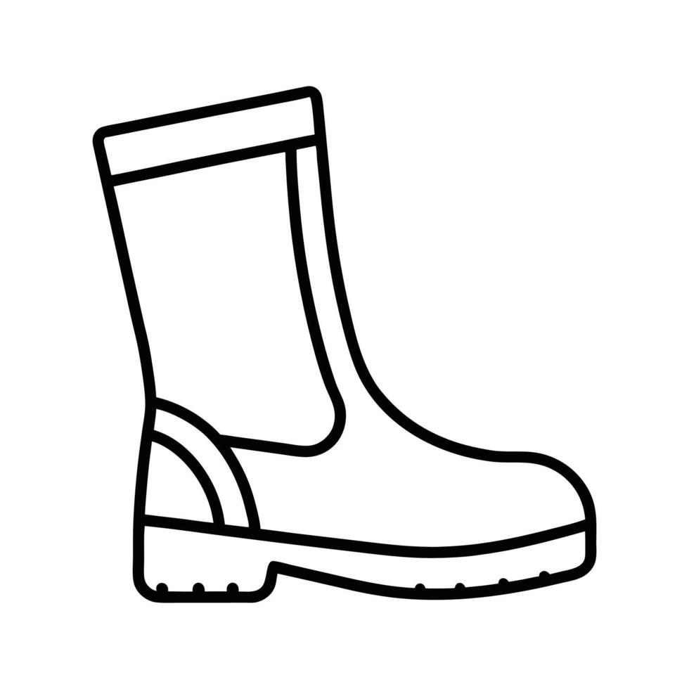 Black Outline Drawing of a Single Rubber Boot footwear vector