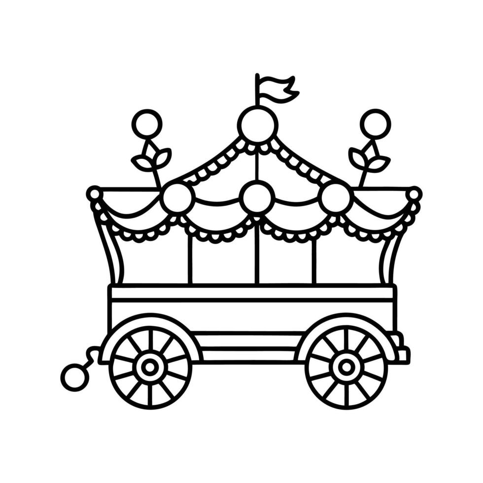 Black and White Line Drawing of a Carnival Wagon circus vector