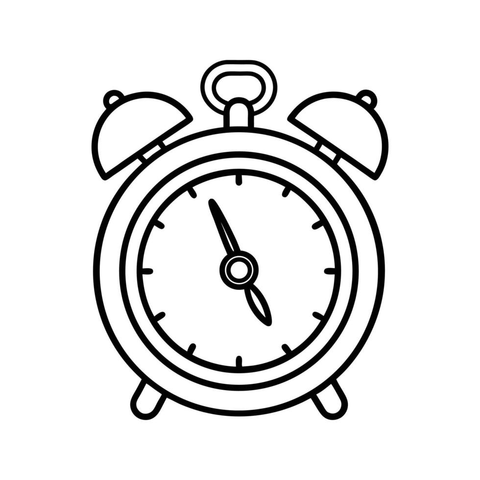Black Outline Twin Bell Alarm Clock Icon time bells vector