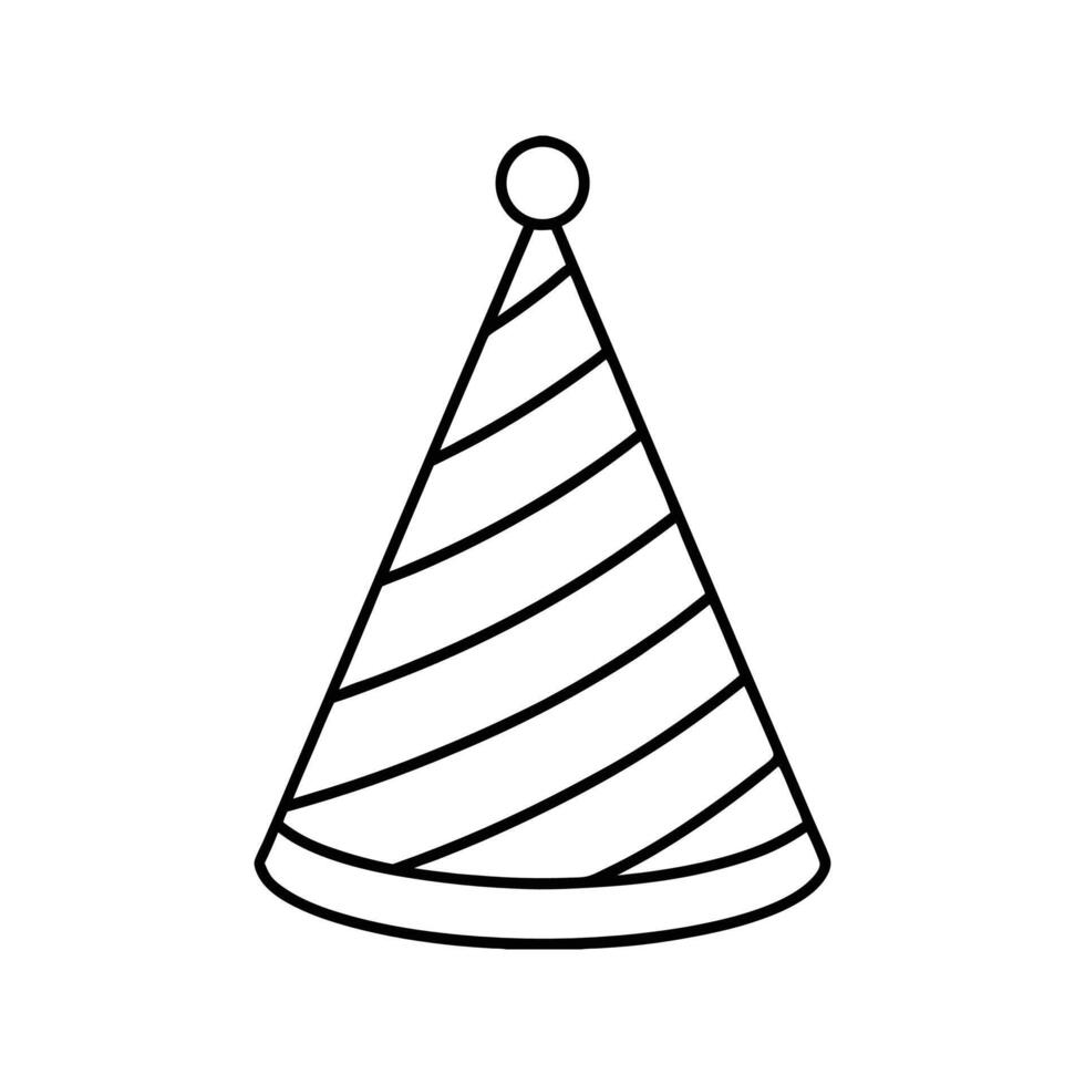 Black and White Striped Party Hat Icon Simple Design vector