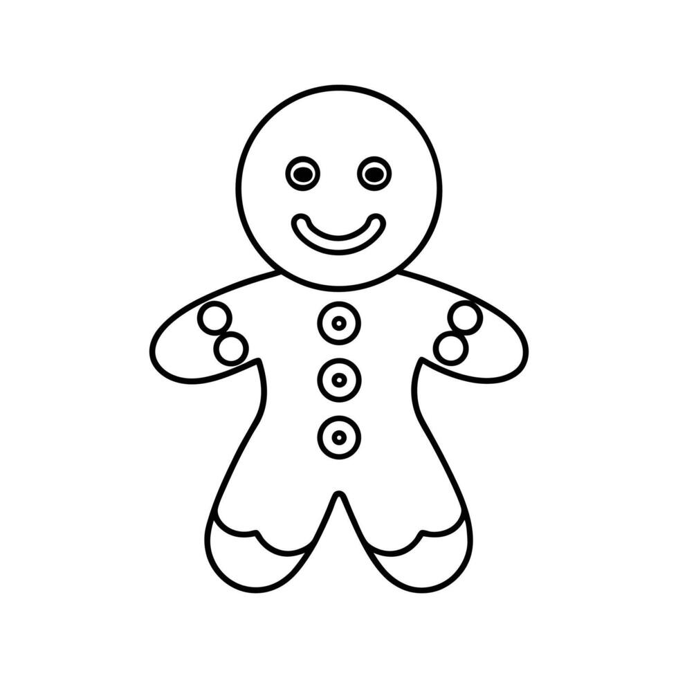 Simple Line Drawing Happy Gingerbread Man Cookie gingerbread cookie vector