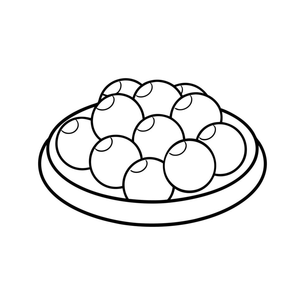 Line Art Illustration of Round Objects in a Bowl black and white vector