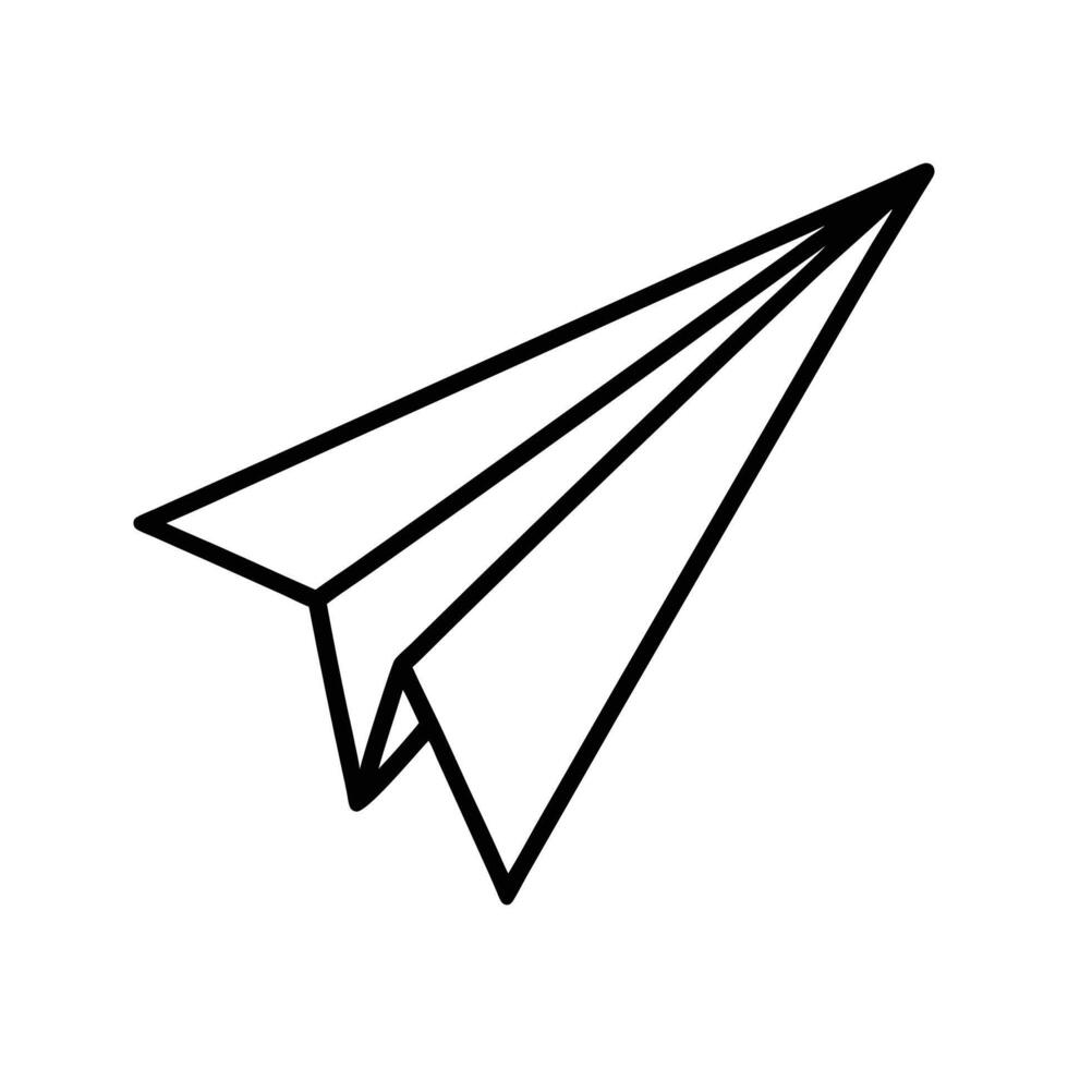 Black Line Art Paper Airplane in Flight flying vector