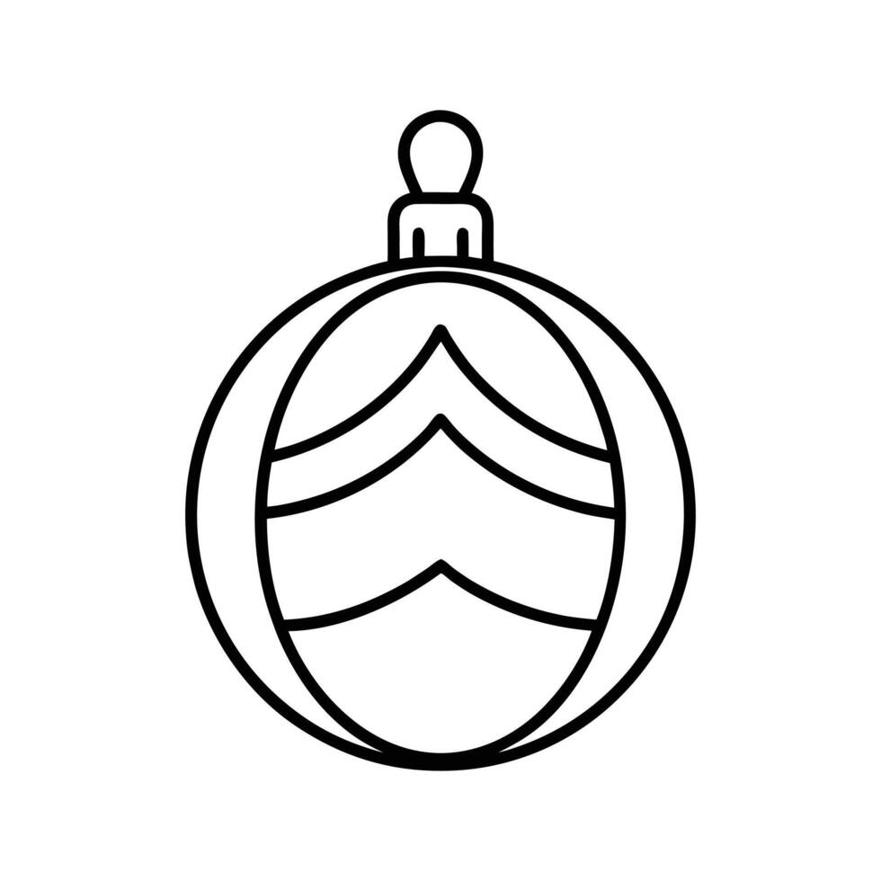 Black Outline Christmas Ornament Simple Design bauble vector