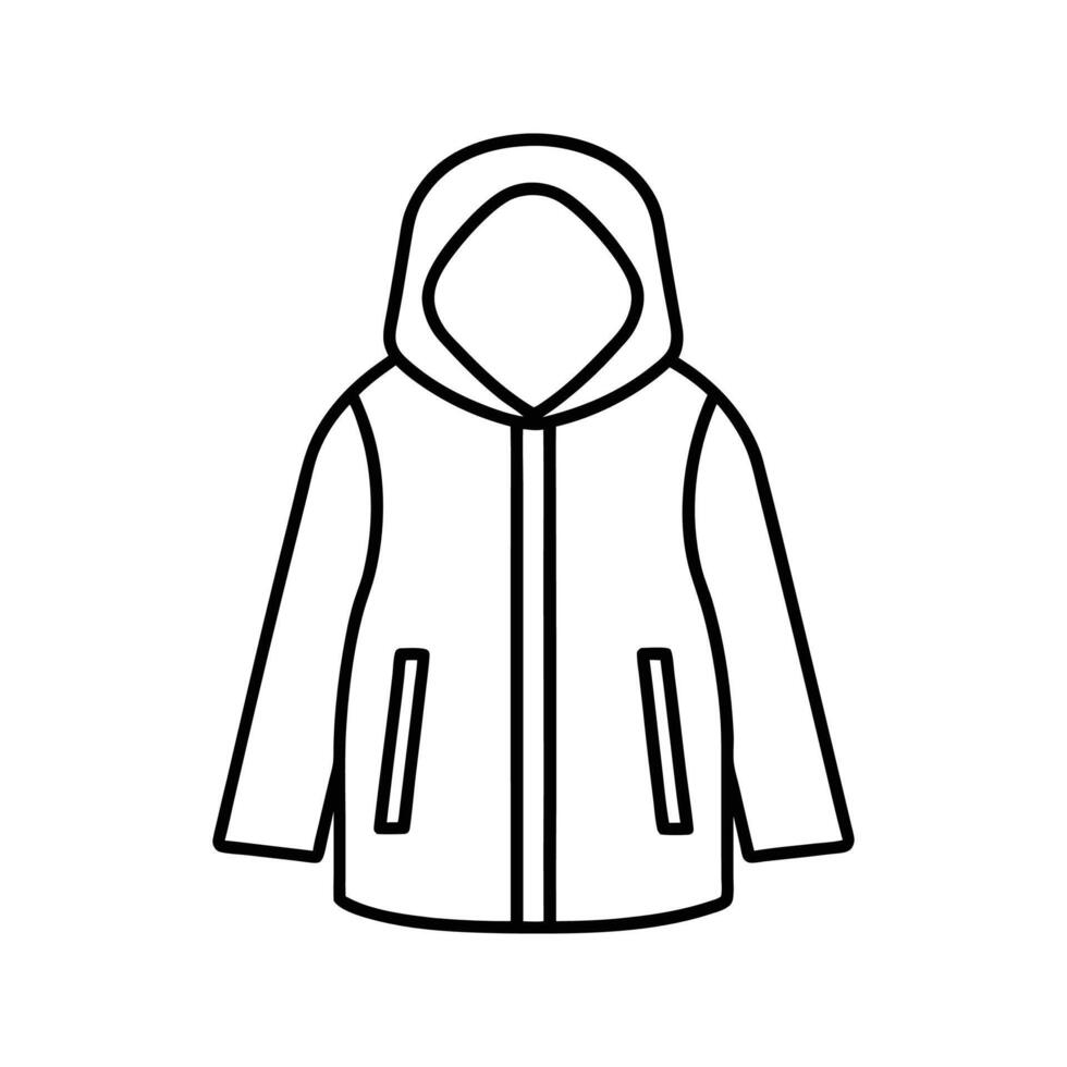 Line Art Hooded Jacket Front View Simple Design hoodie vector