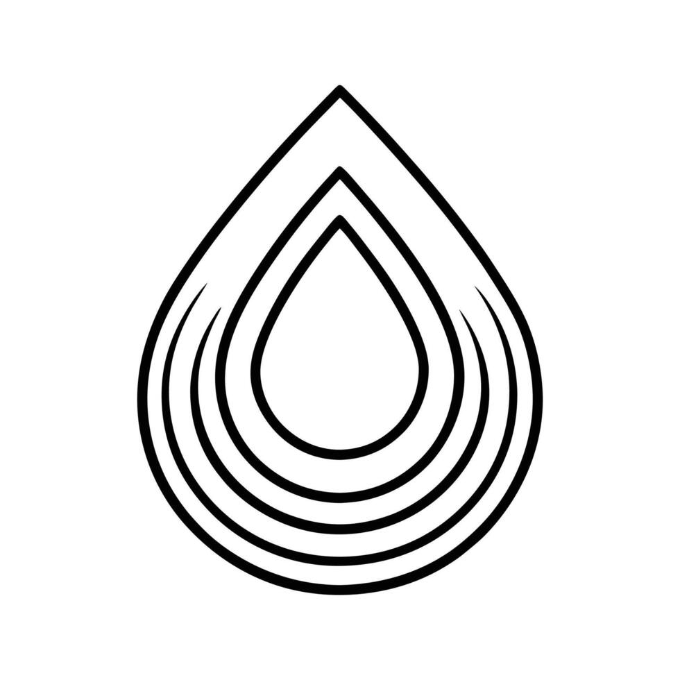 Black Concentric Teardrop Shape Abstract Icon water drop vector